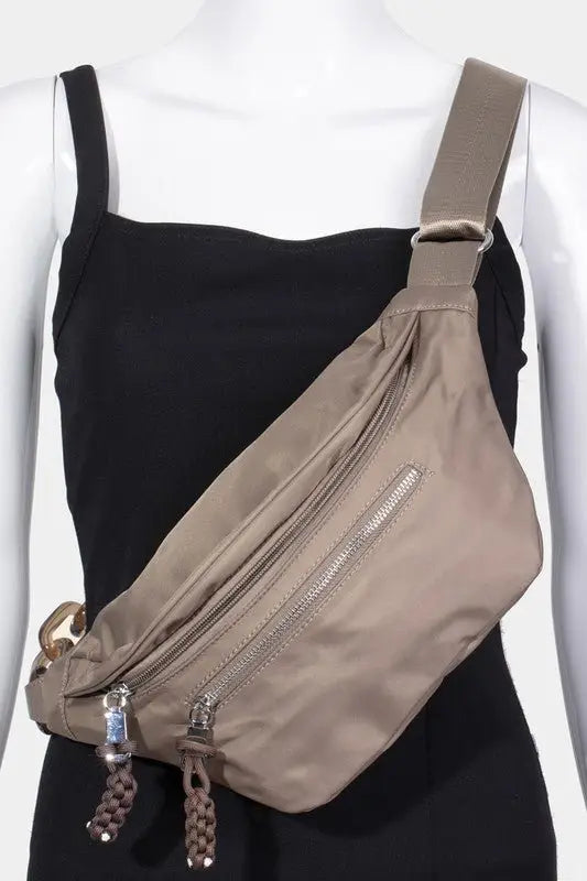 Nylon Crossbody Bag with Adjustable Strap - Crossbody Bags