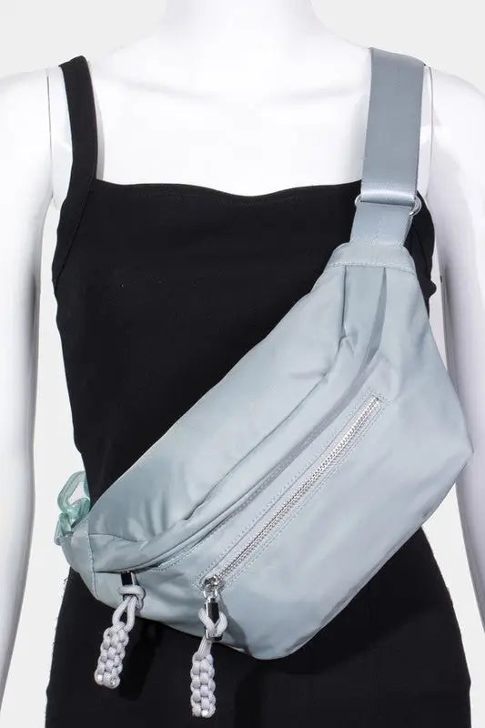 Nylon Crossbody Bag with Adjustable Strap - Crossbody Bags