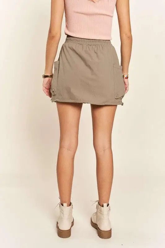 Olive Drawstring Skort - Skorts