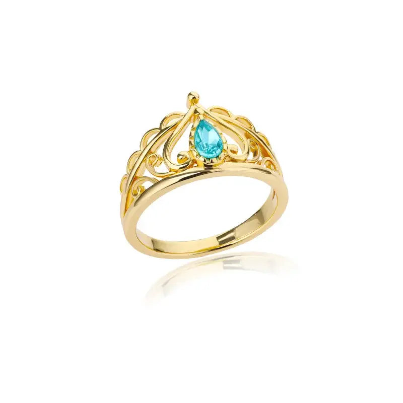 Opal Lotus Ring Stainless Steel Gold 2 / United States / 7