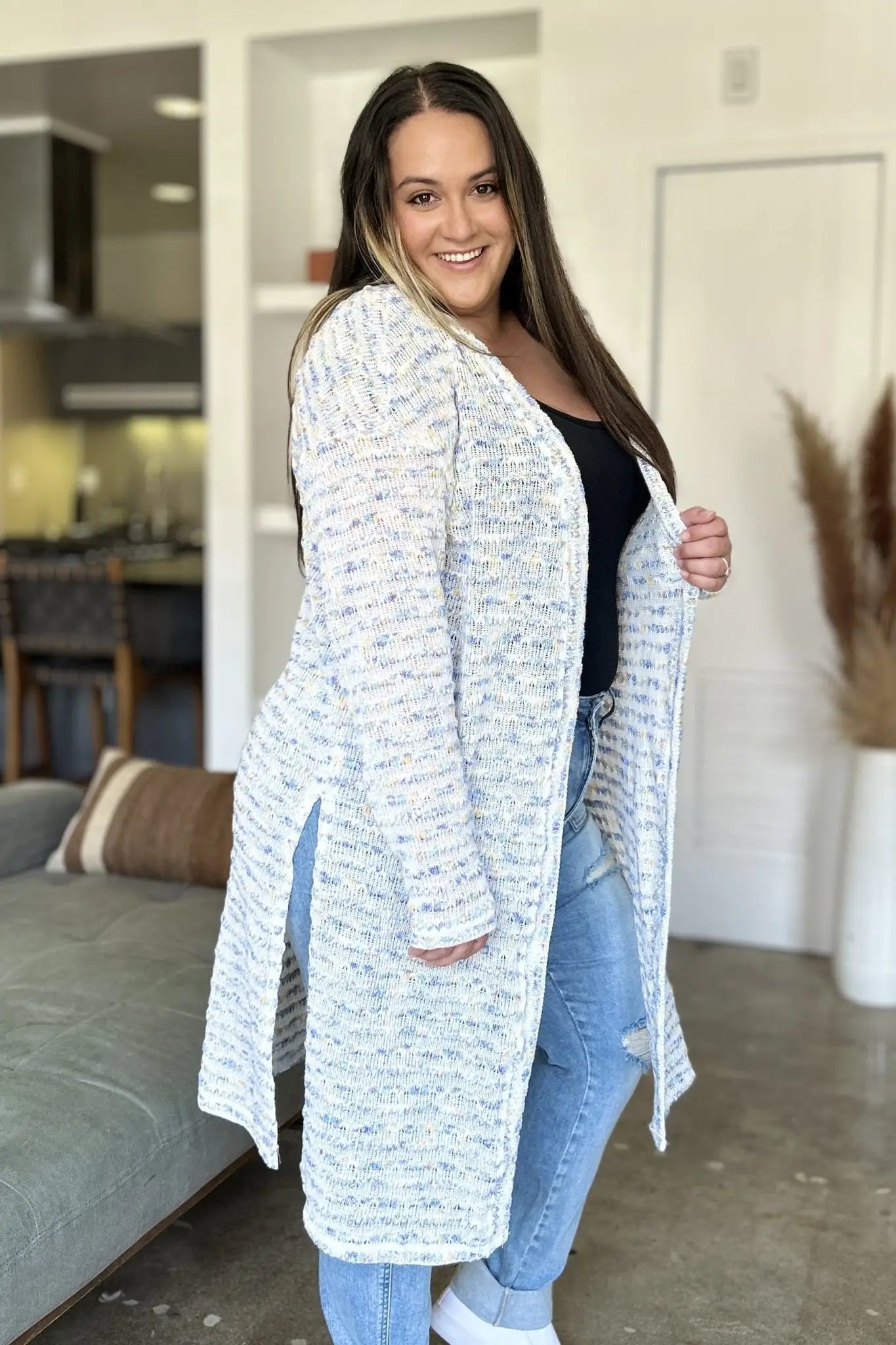 Open Front Longline Cardigan - Cardigans