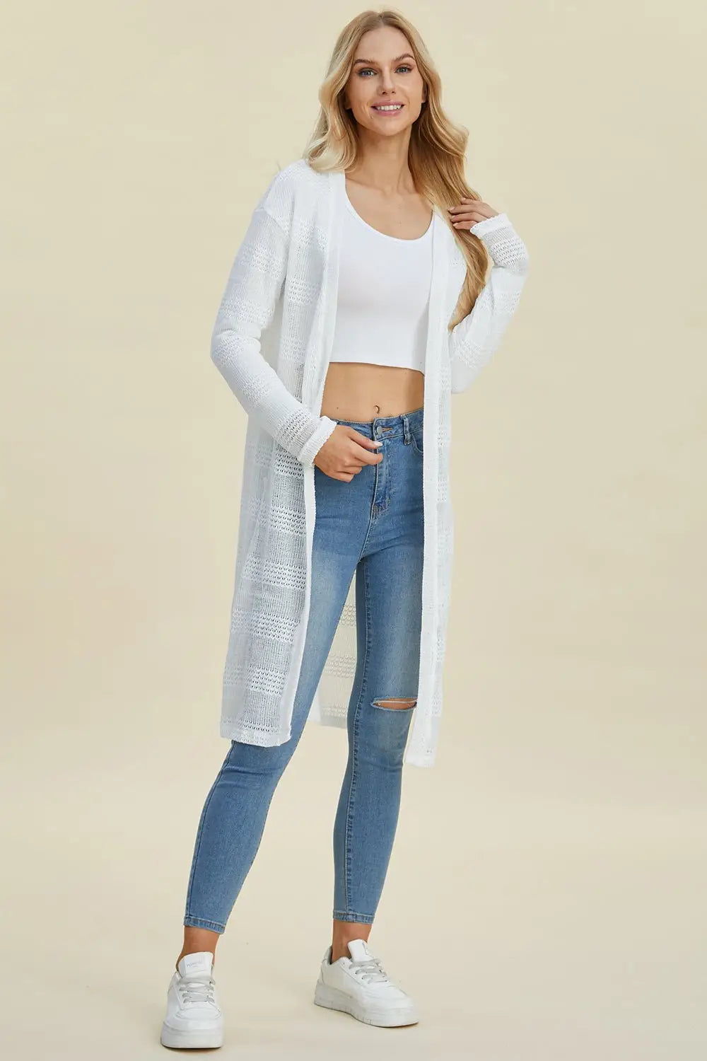 Open Front Longline Cardigan - Cardigans