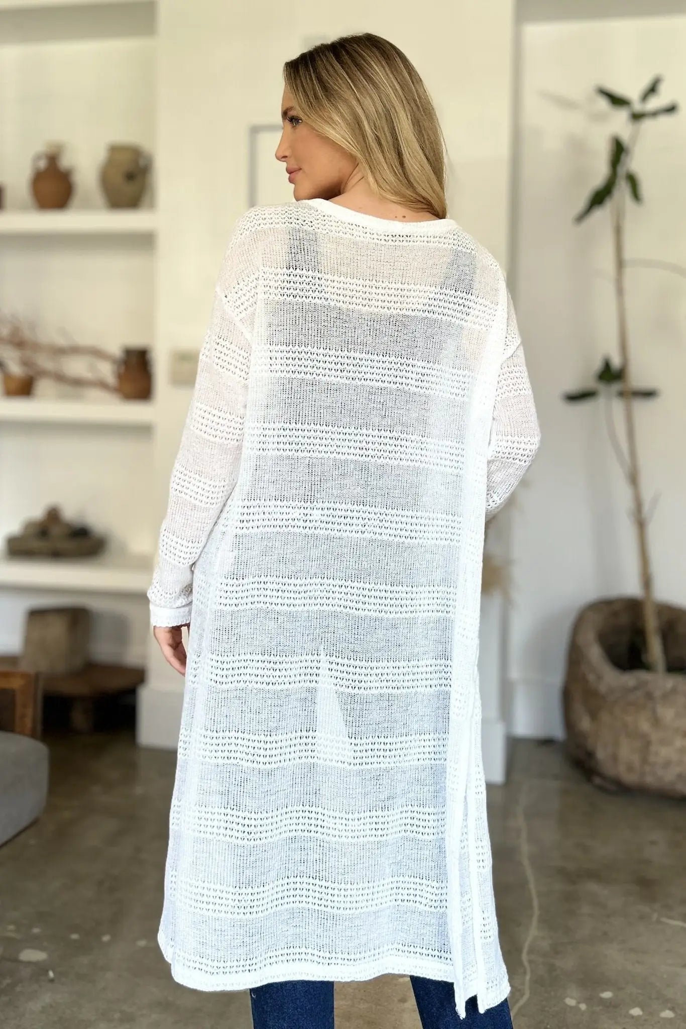 Open Front Longline Cardigan - Cardigans