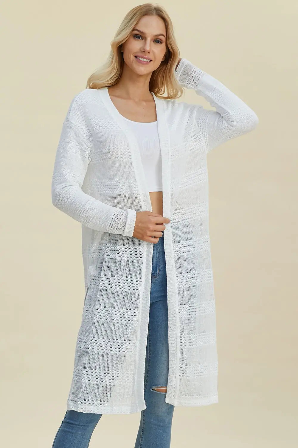 Open Front Longline Cardigan - Cardigans