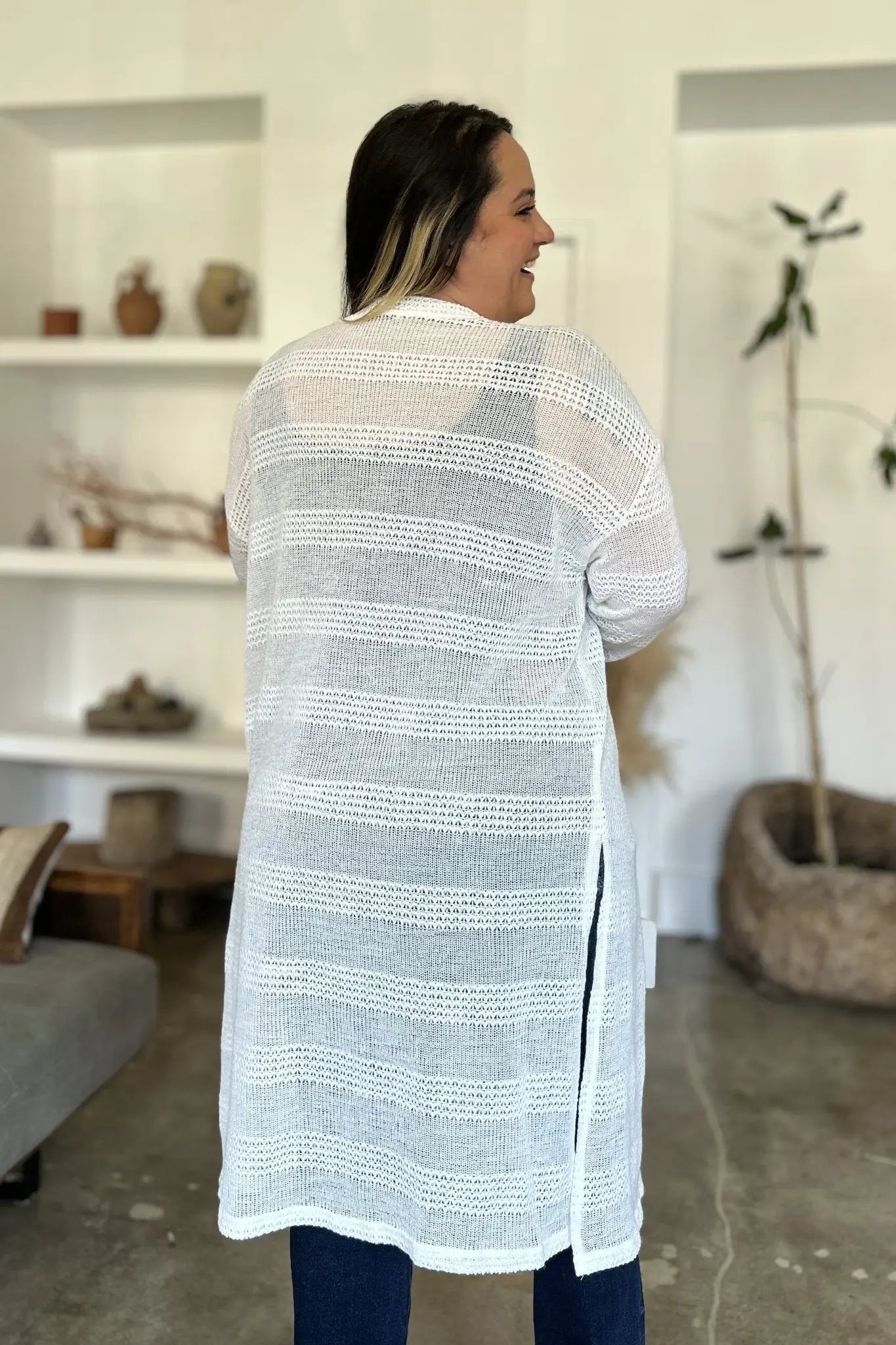 Open Front Longline Cardigan - Cardigans