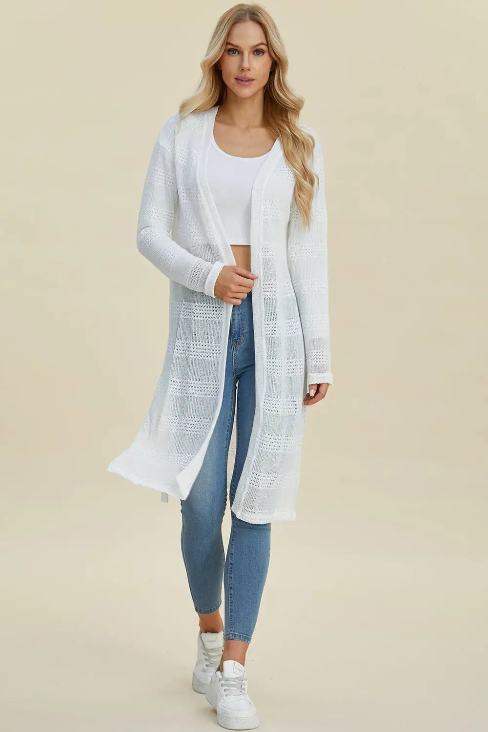 Open Front Longline Cardigan - Cardigans