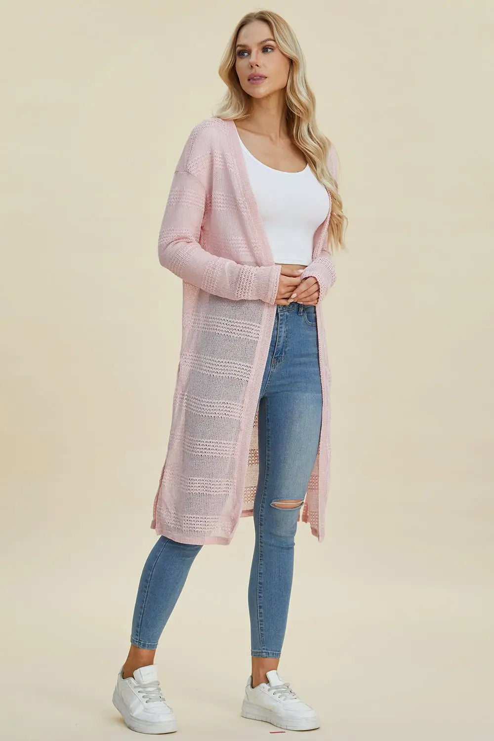 Open Front Longline Cardigan - Cardigans