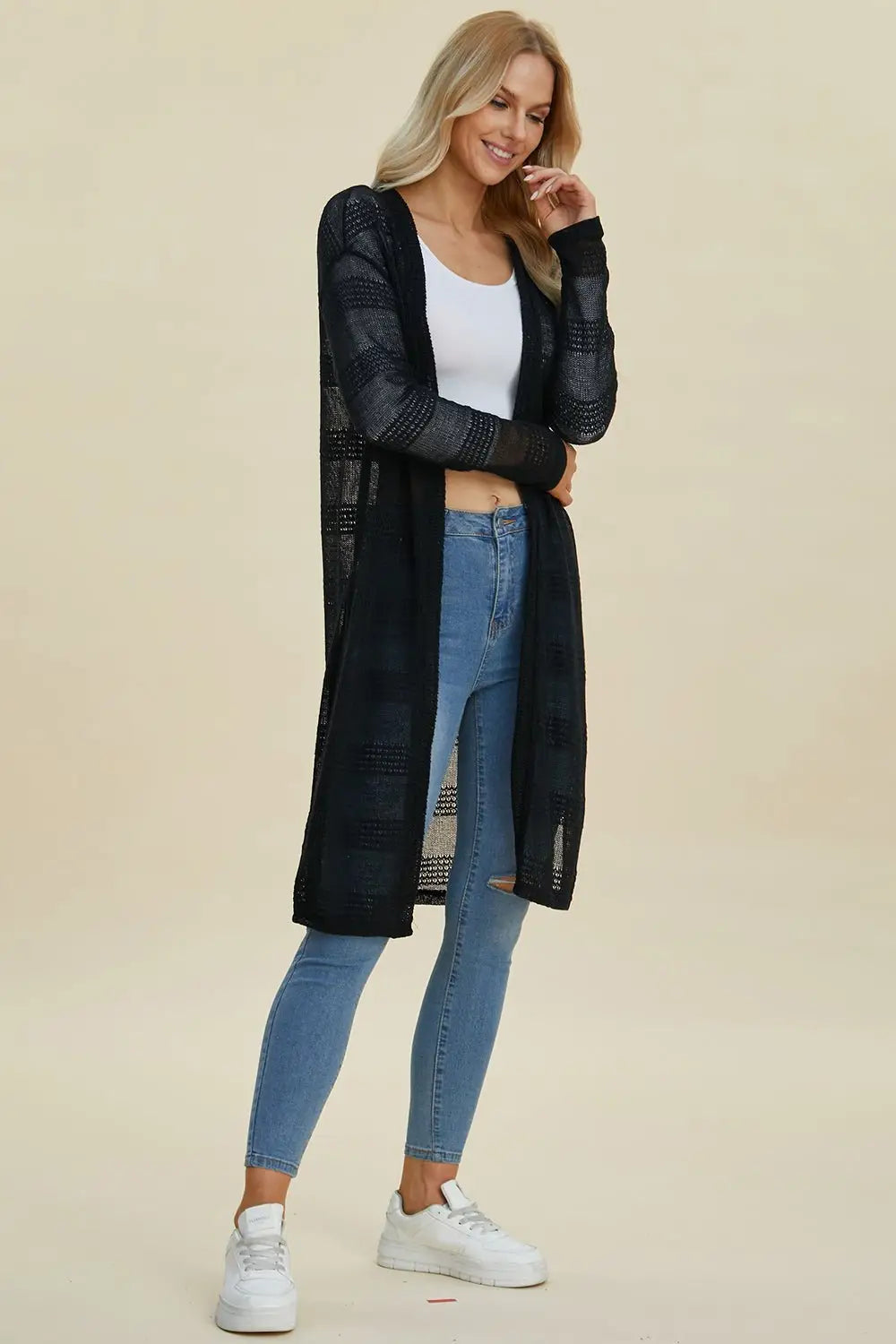 Open Front Longline Cardigan - Cardigans