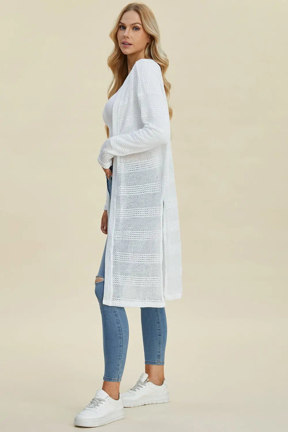 Open Front Longline Cardigan - Cardigans