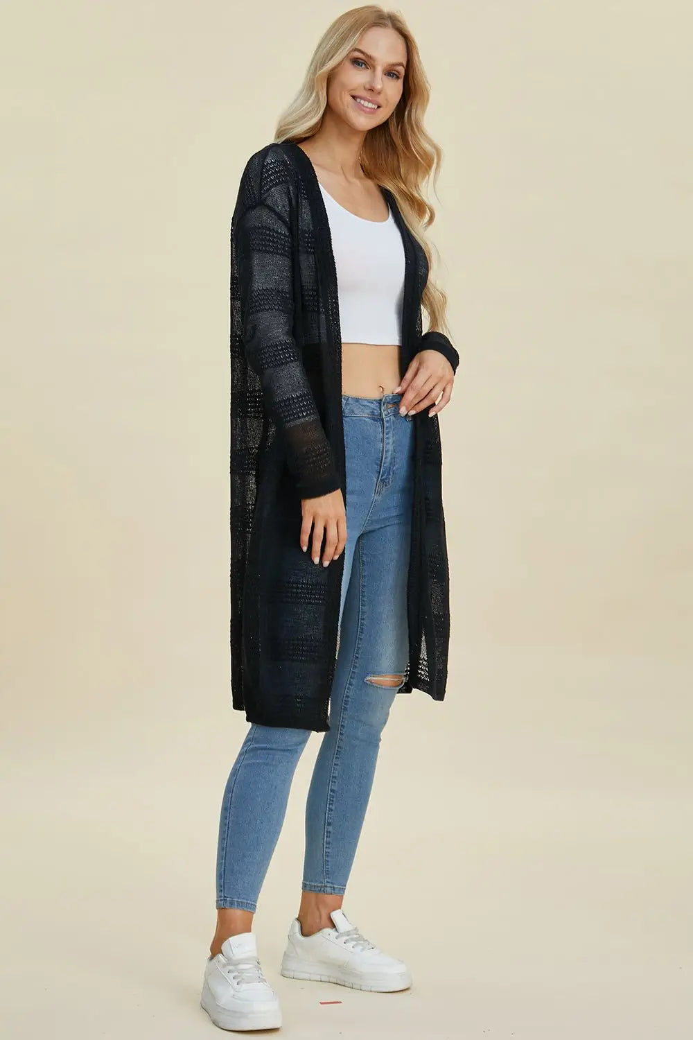 Open Front Longline Cardigan - Cardigans