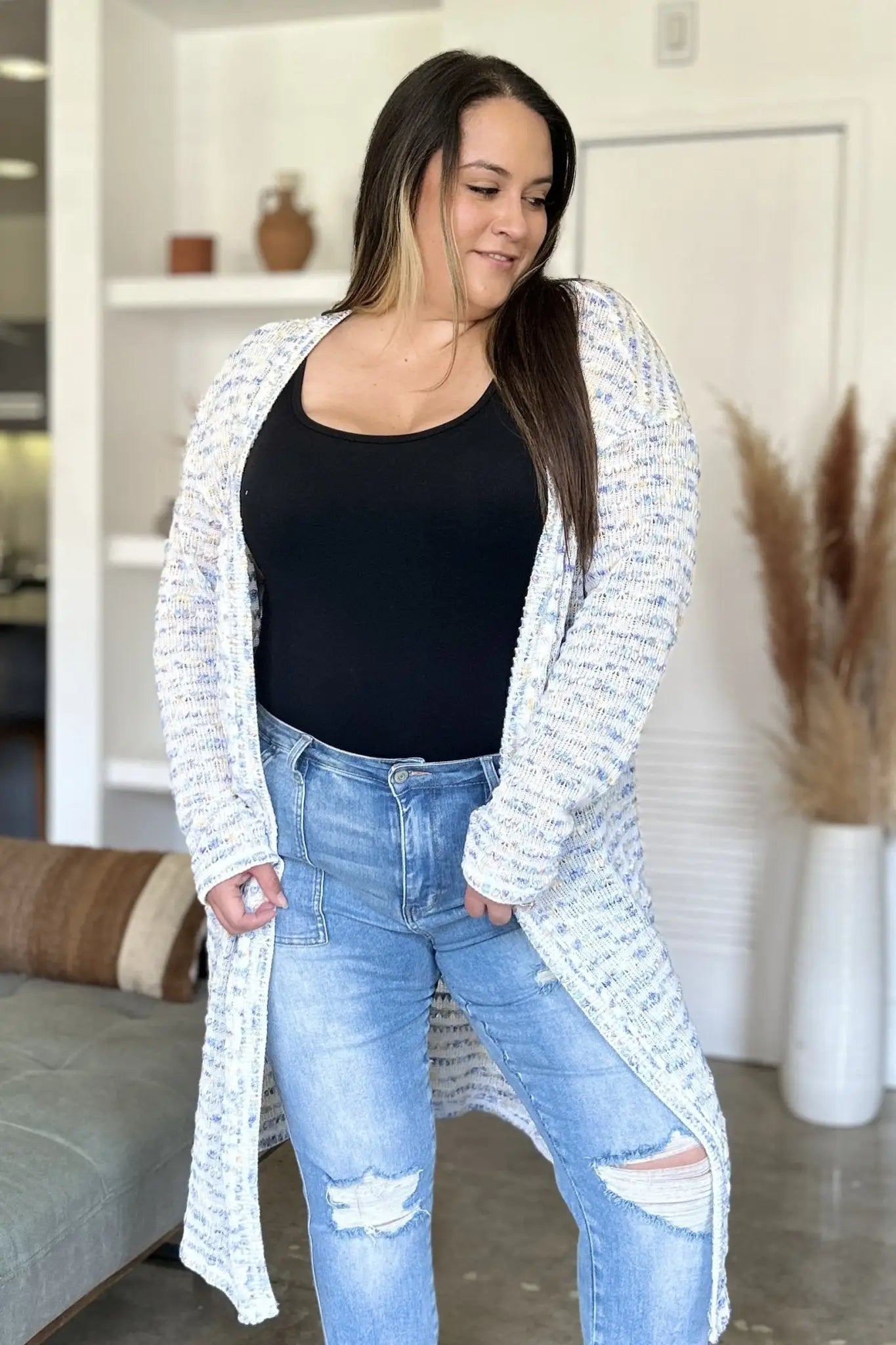 Open Front Longline Cardigan - Cardigans