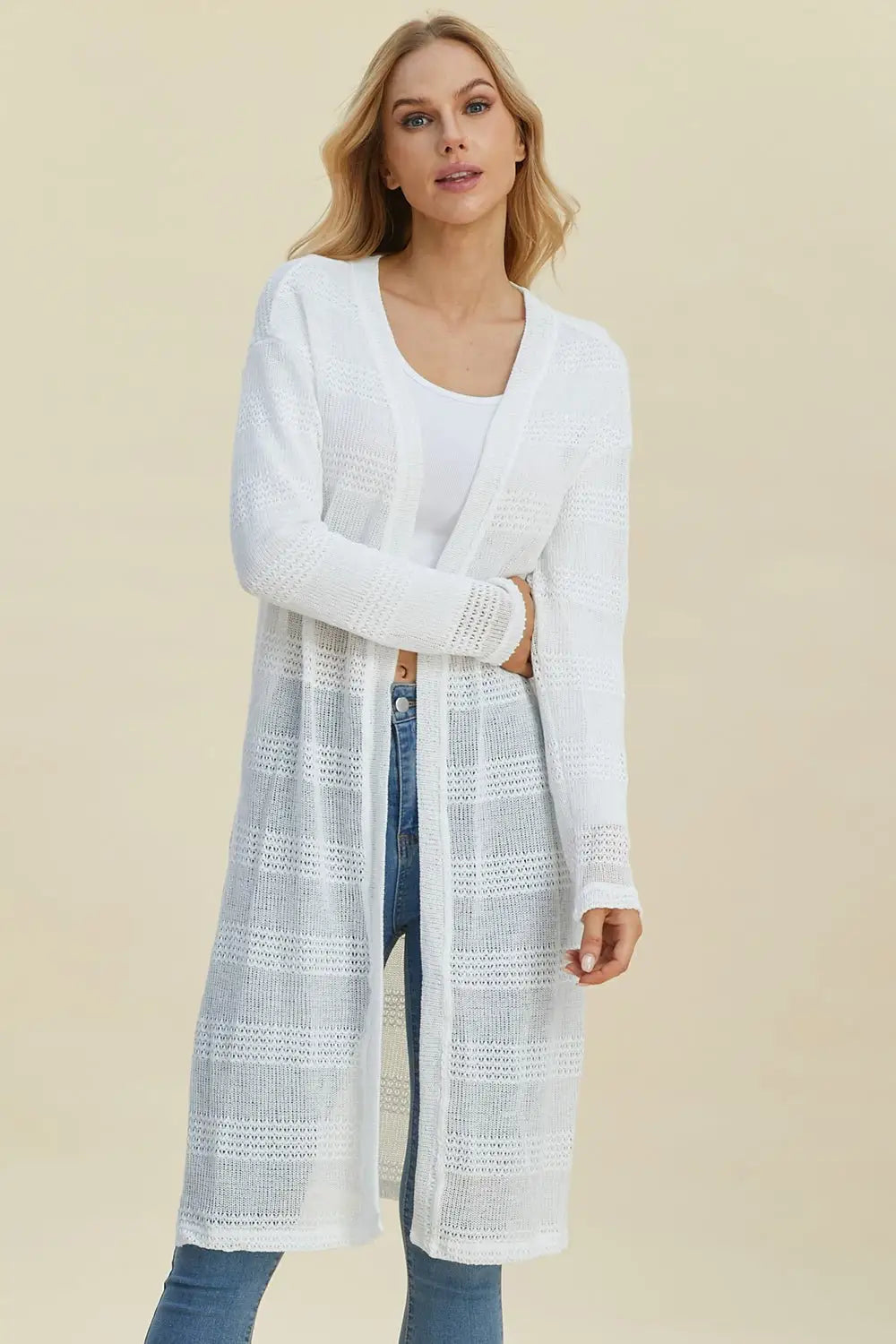 Open Front Longline Cardigan - Cardigans