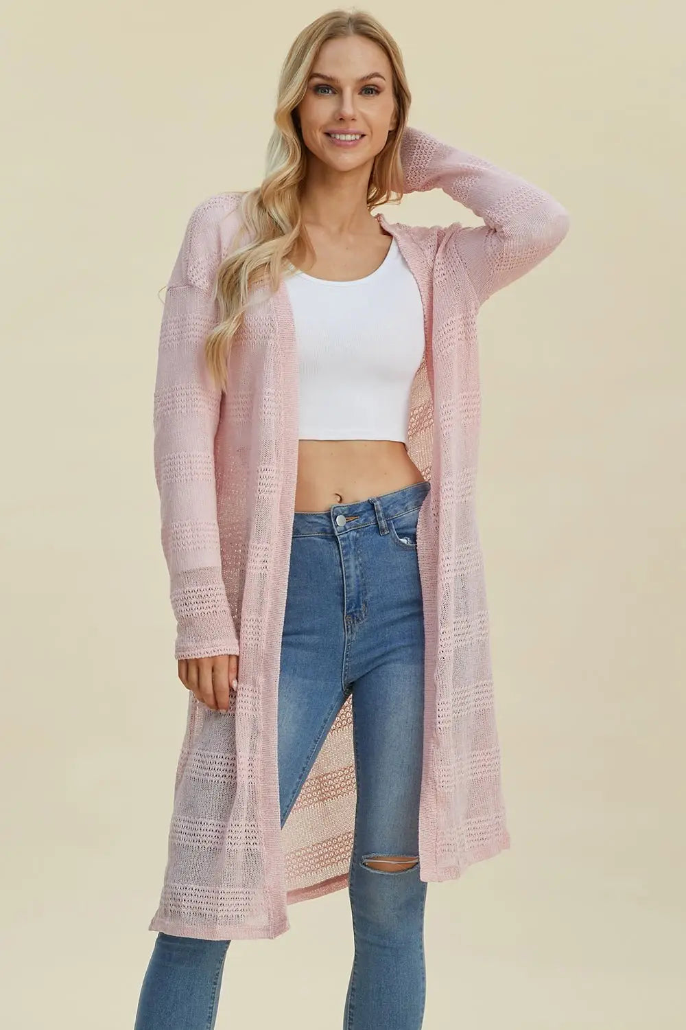 Open Front Longline Cardigan - Cardigans