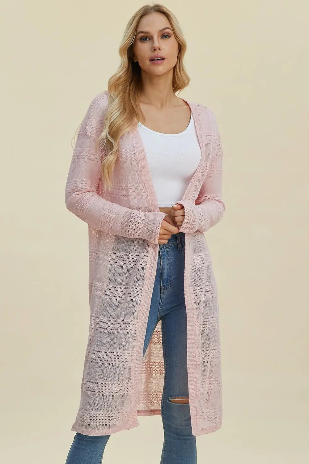 Open Front Longline Cardigan - Cardigans
