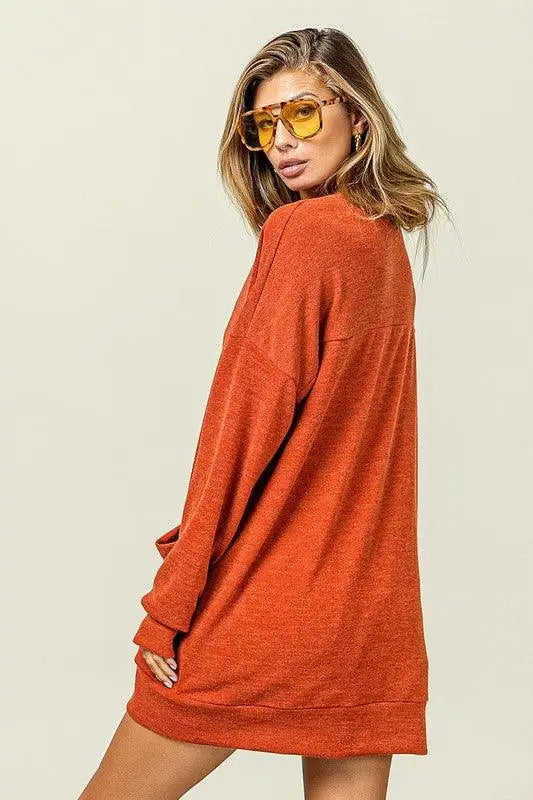 Orange Red Open Front Drop Shoulder Cardigan - Light Cardigans