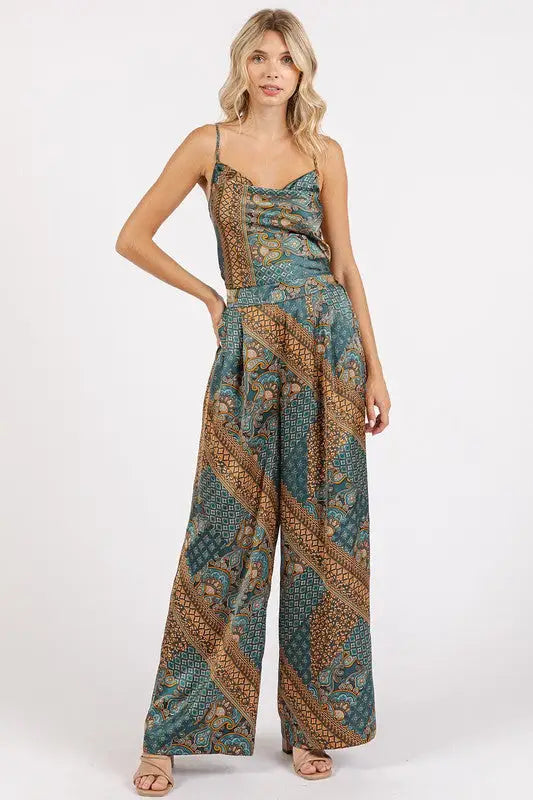 Mittoshop Paisley Patchwork Print Satin Wide Leg Pants - Eclectage