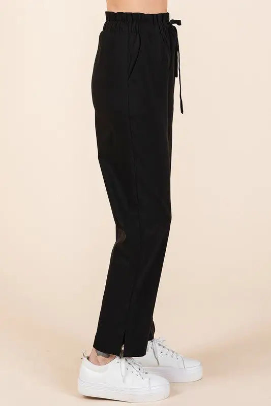 Paperbag Waist Tapered Pants - Pants