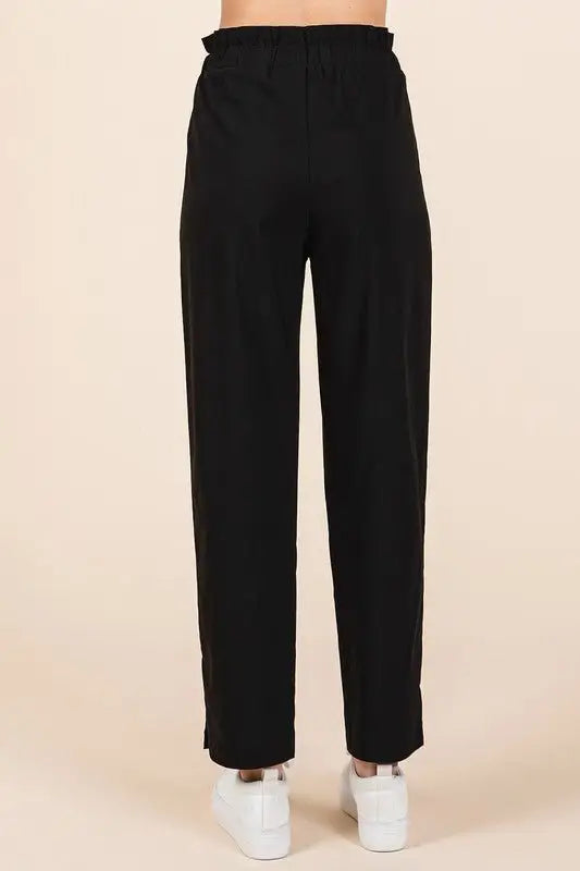 Paperbag Waist Tapered Pants - Pants
