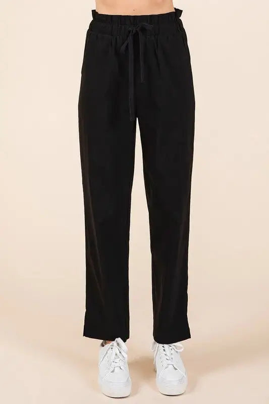 Paperbag Waist Tapered Pants - Pants