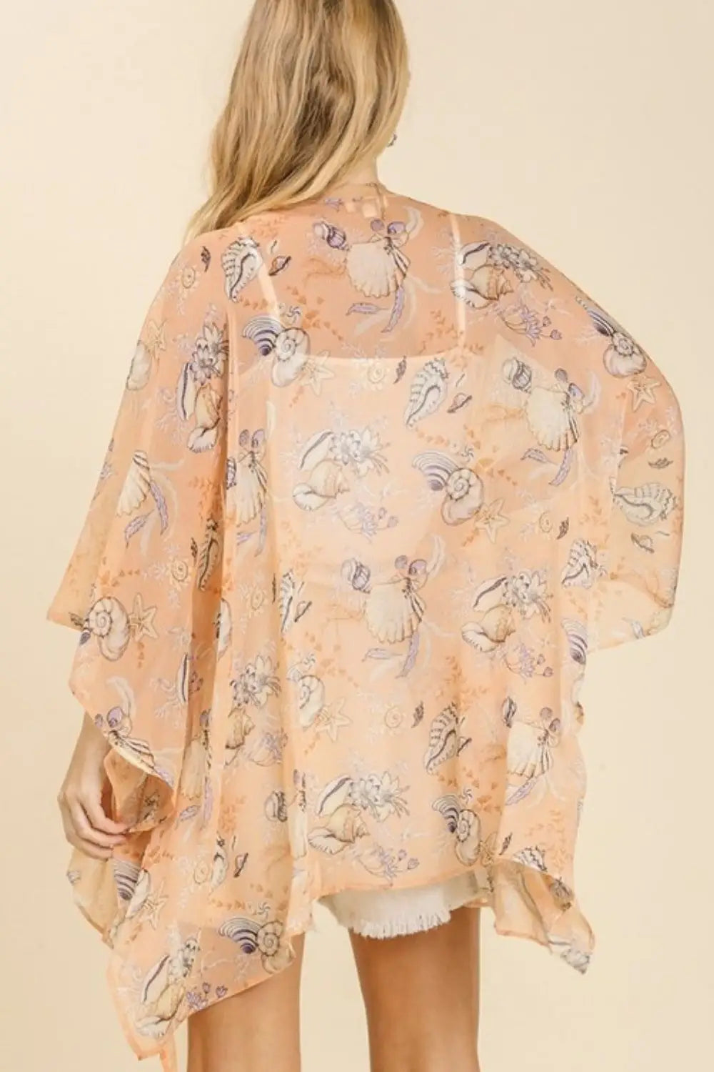Peach Mix Sheer Kimono with Side Slit - Eclectage