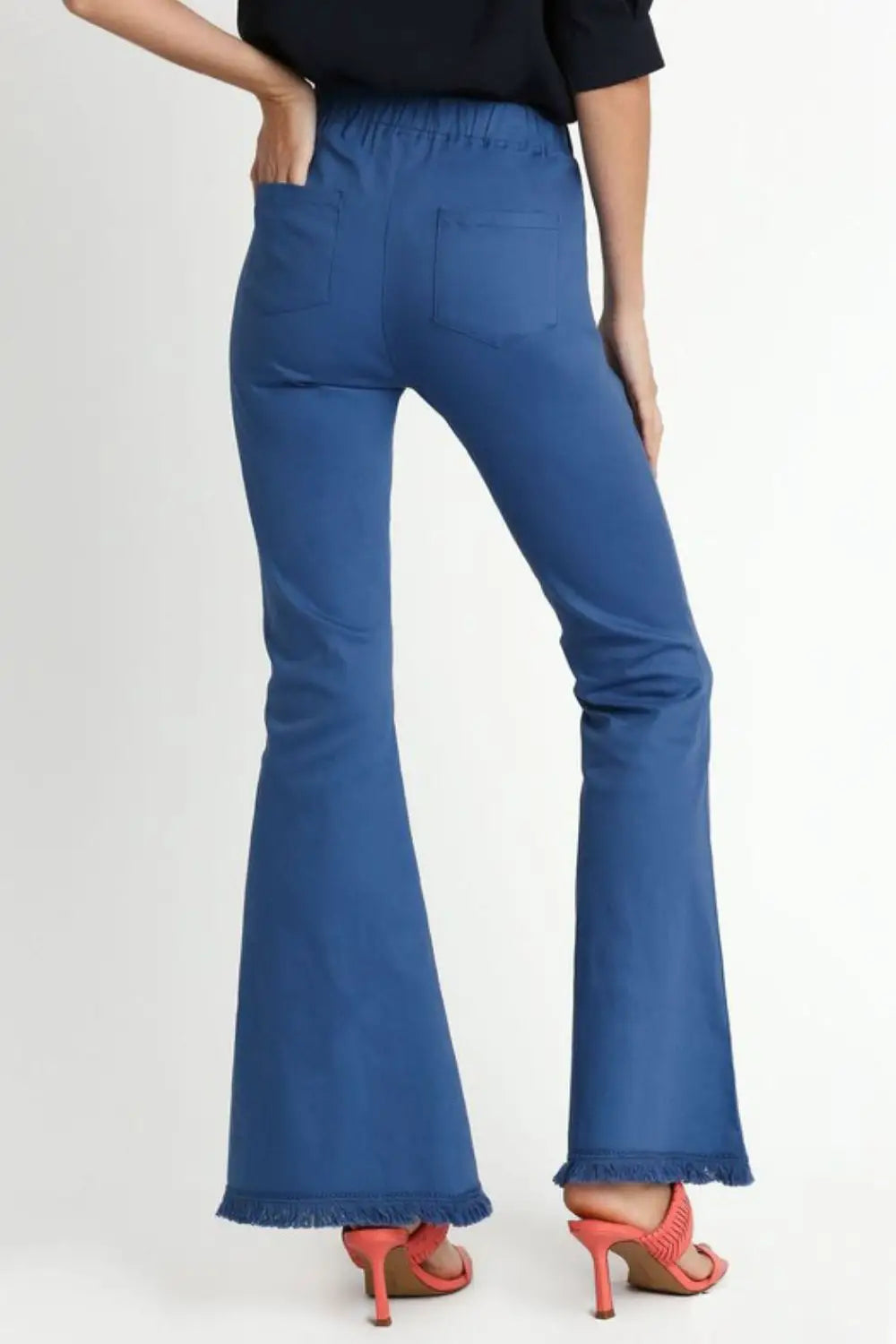 Peacock Blue Flare Leg Stretch Pants - Eclectage
