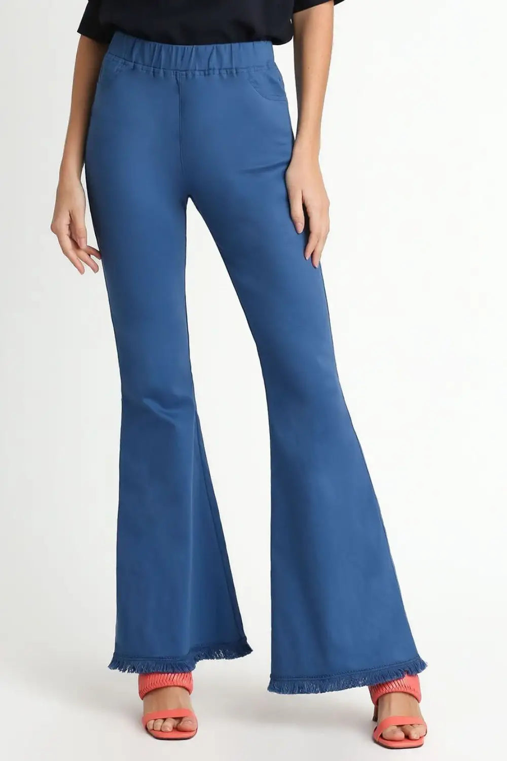 Peacock Blue Flare Leg Stretch Pants - Eclectage