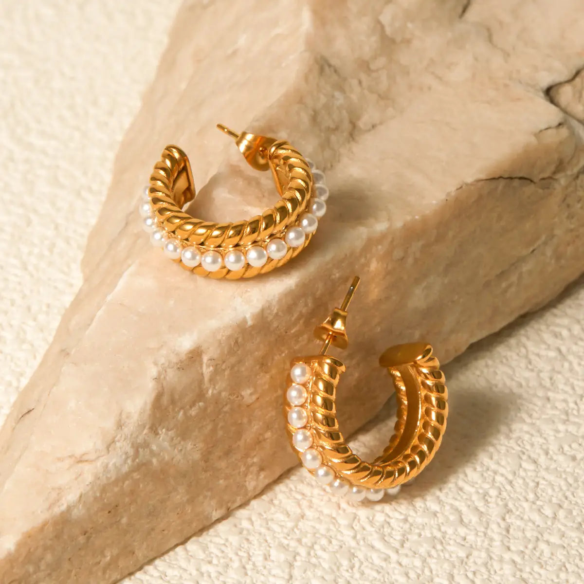 Pearl C-Hoop Earrings - Eclectage