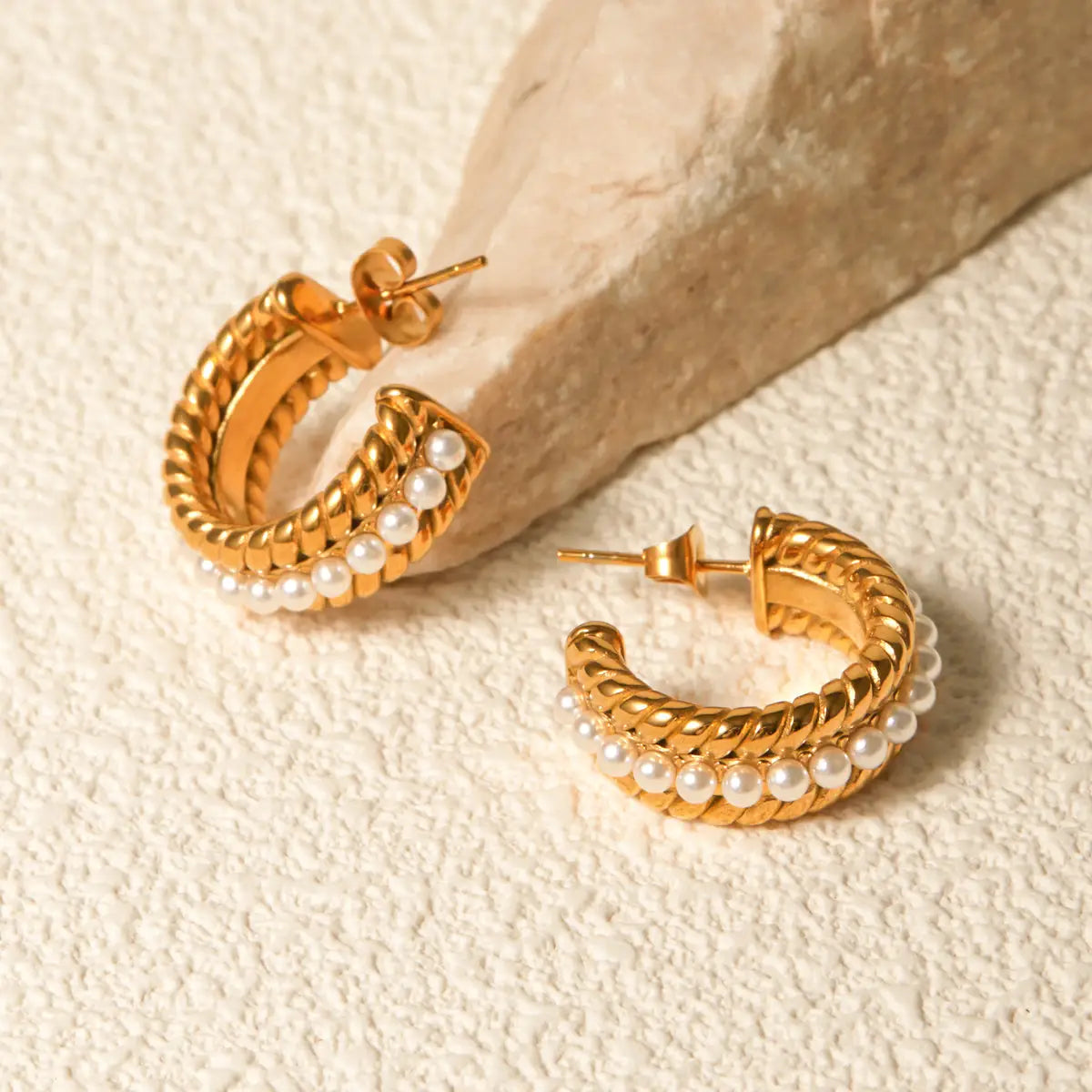Pearl C-Hoop Earrings - Eclectage