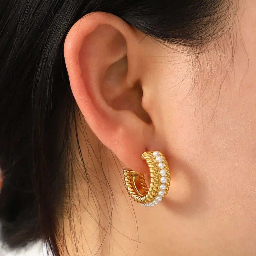 Pearl C-Hoop Earrings - Eclectage