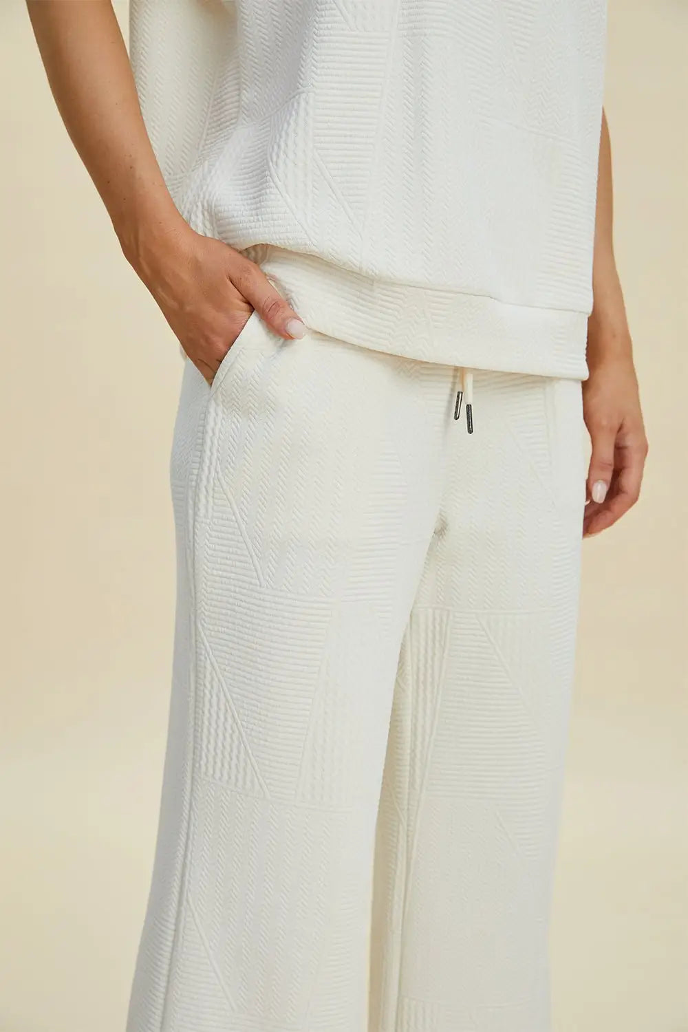 Pearl Detail Top and Pants Set - Pants Sets