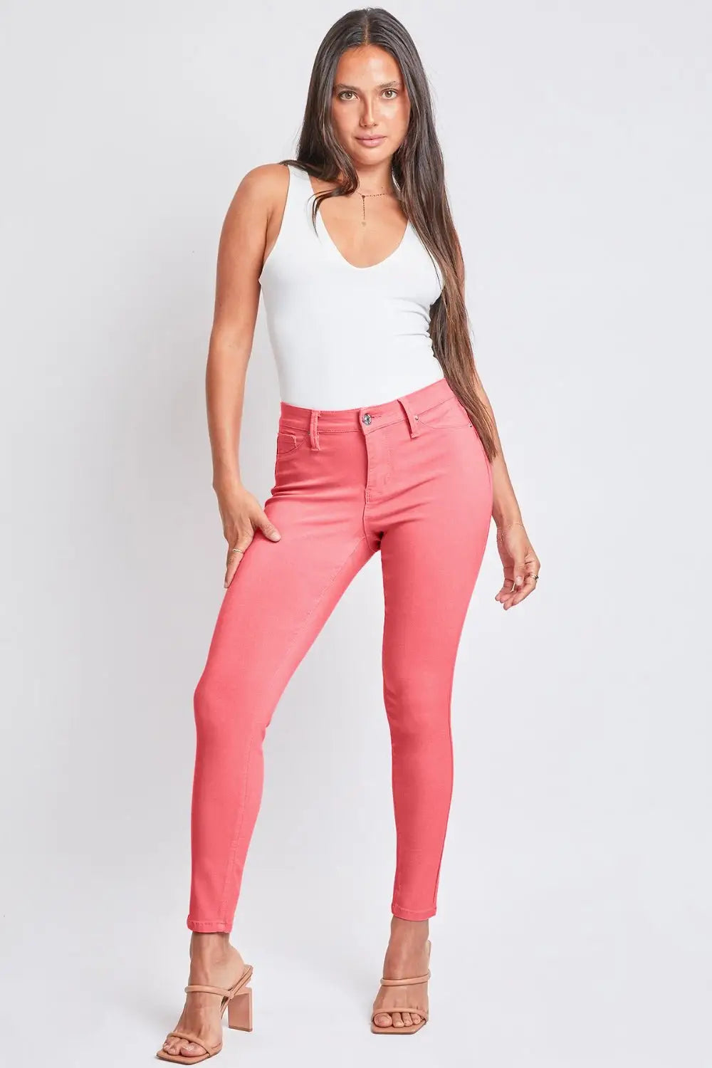 Pink Hyperstretch Mid - Rise Skinny Jeans -