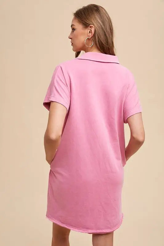Pink Mineral Washed Dress - Dresses