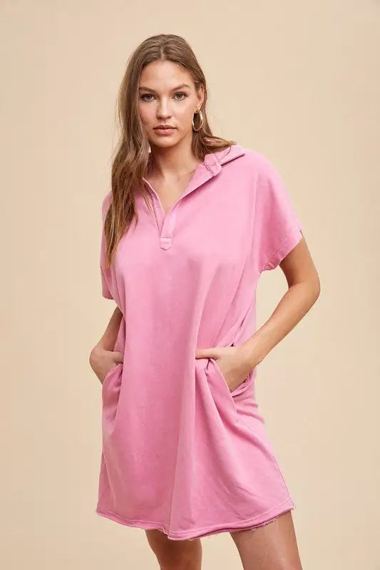 Pink Mineral Washed Dress - Dresses