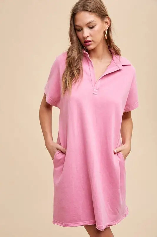 Pink Mineral Washed Dress - Dresses