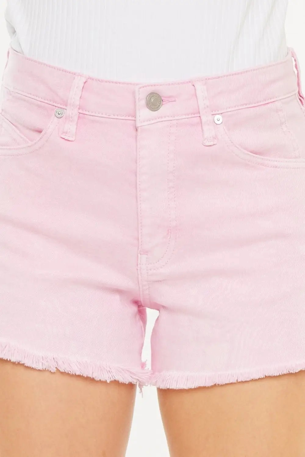 Pink Raw Hem Denim Shorts - Denim Shorts