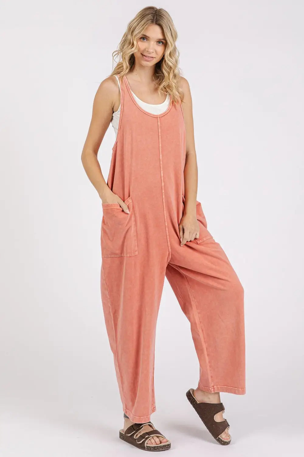 Mittoshop Scoop Neck Wide Leg Overalls - Eclectage