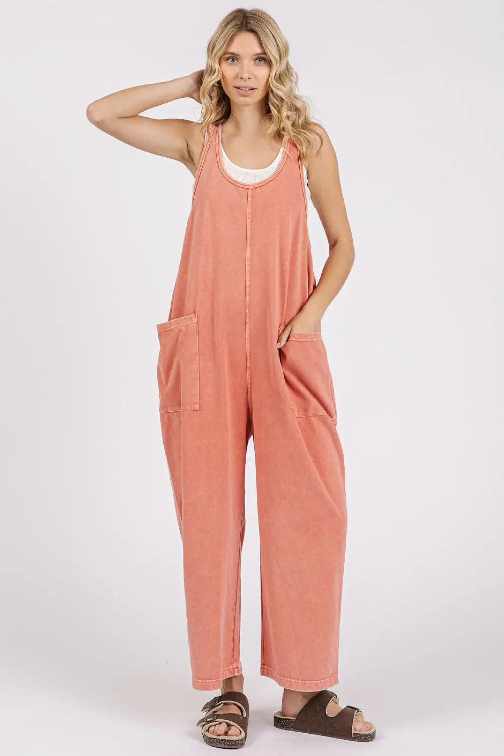 Mittoshop Scoop Neck Wide Leg Overalls - Eclectage