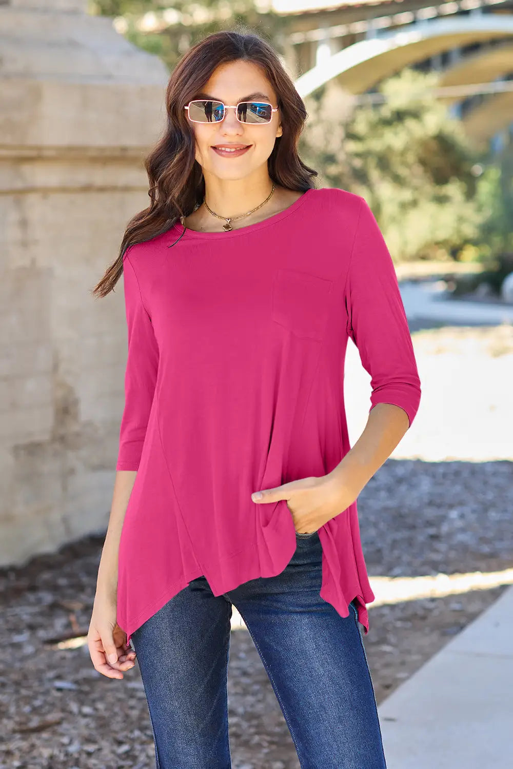Basic Bae Full Size Round Neck Pocketed T-Shirt - Eclectage