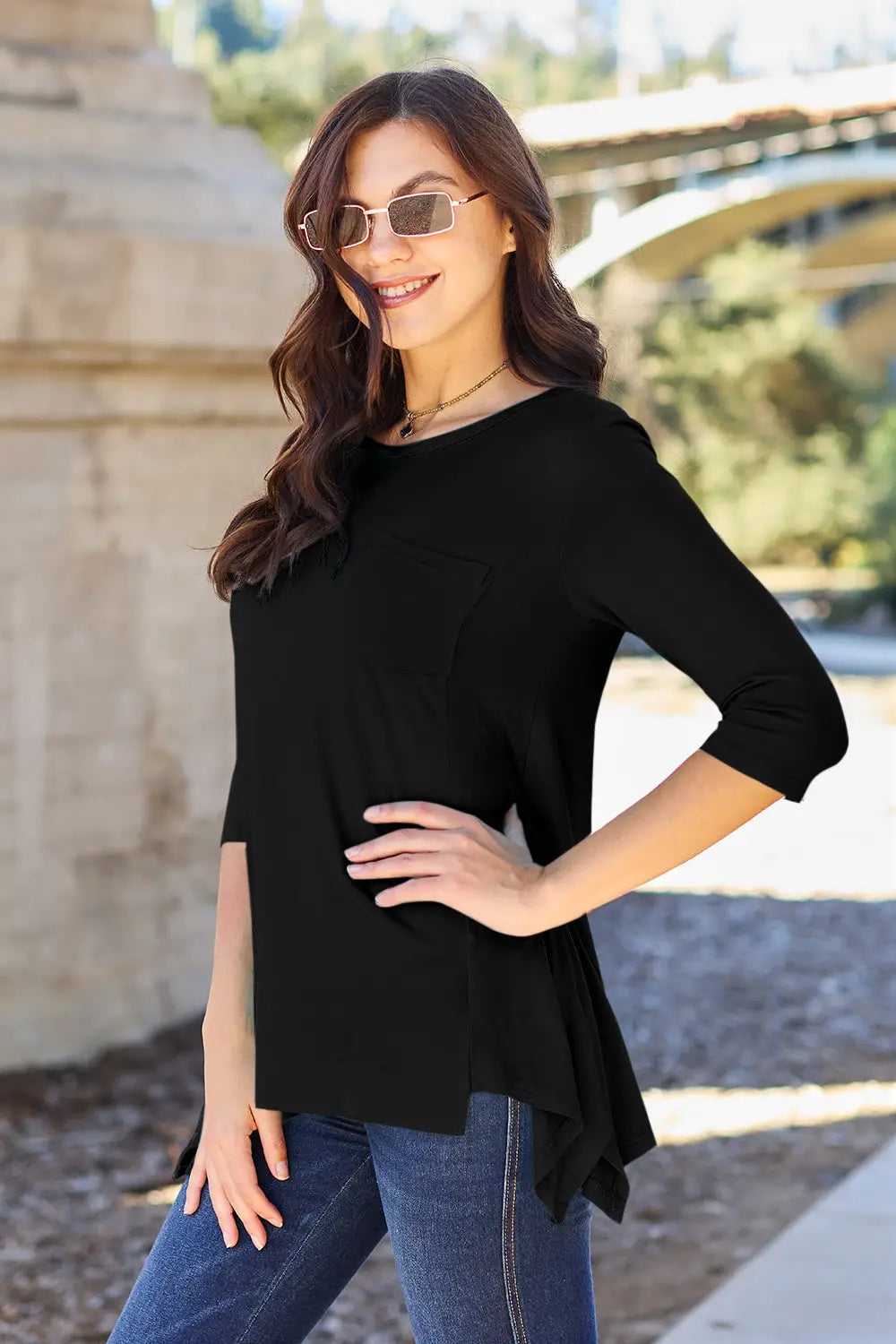 Basic Bae Full Size Round Neck Pocketed T-Shirt - Eclectage