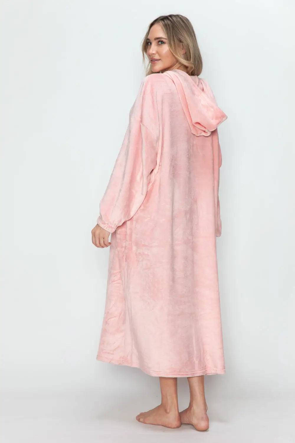 Pocketed Hooded Midi Lounge Dress - Eclectage