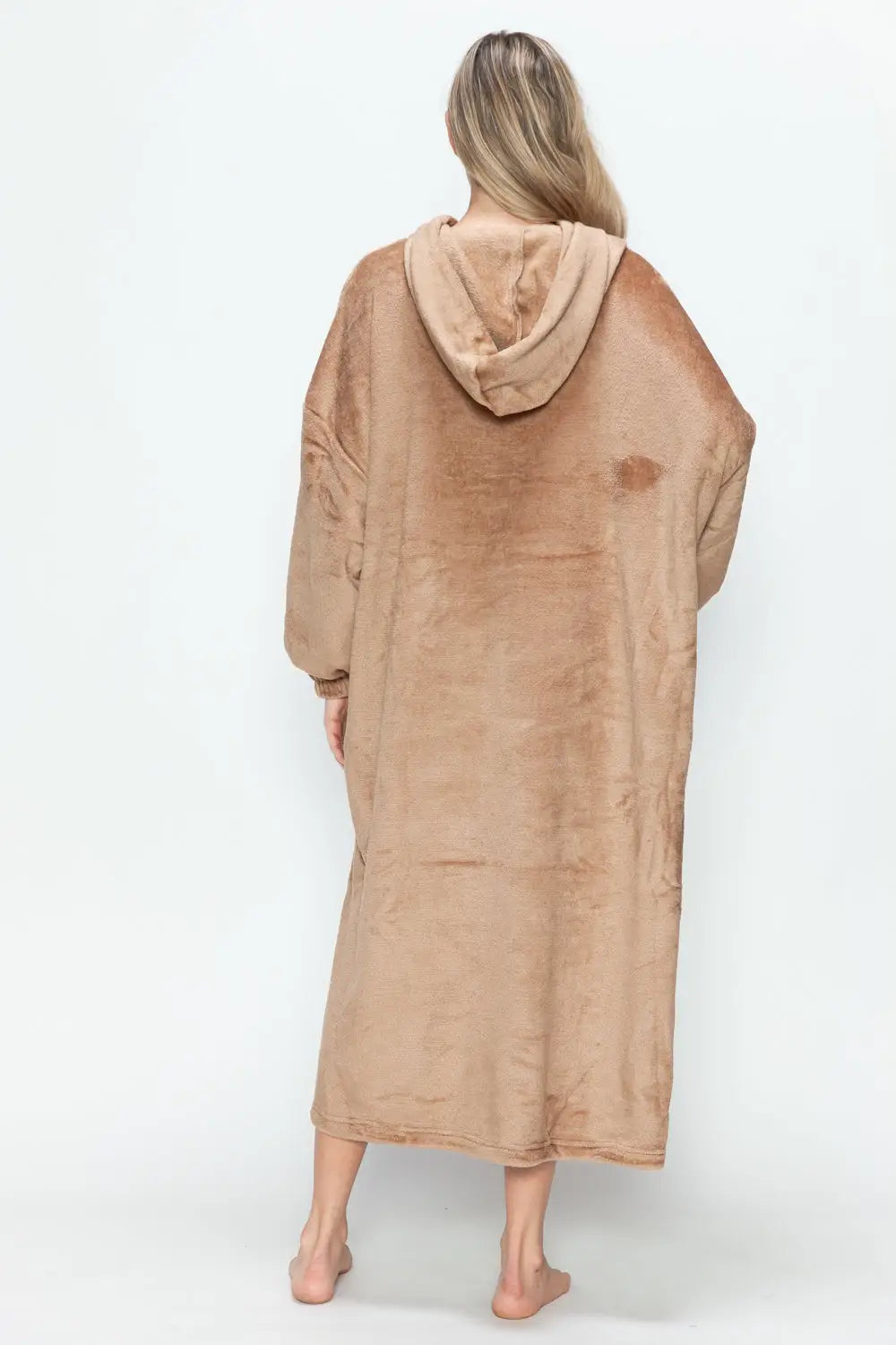 Pocketed Hooded Midi Lounge Dress - Eclectage