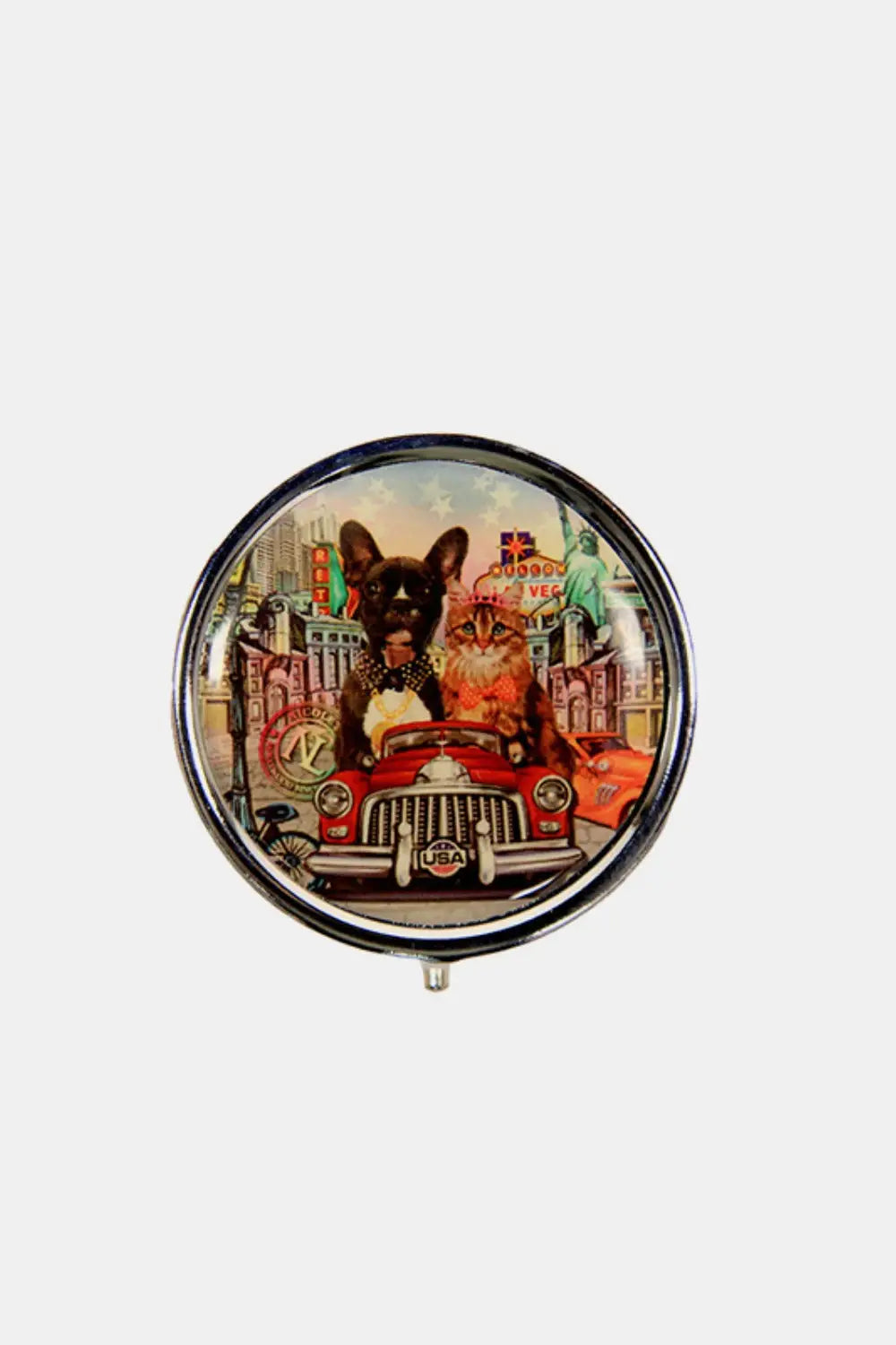 Print Metallic Circular Large Pill Case - Eclectage