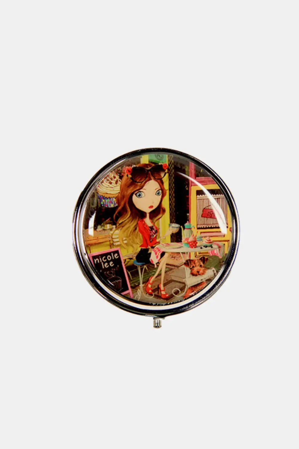 Print Metallic Circular Large Pill Case - Eclectage