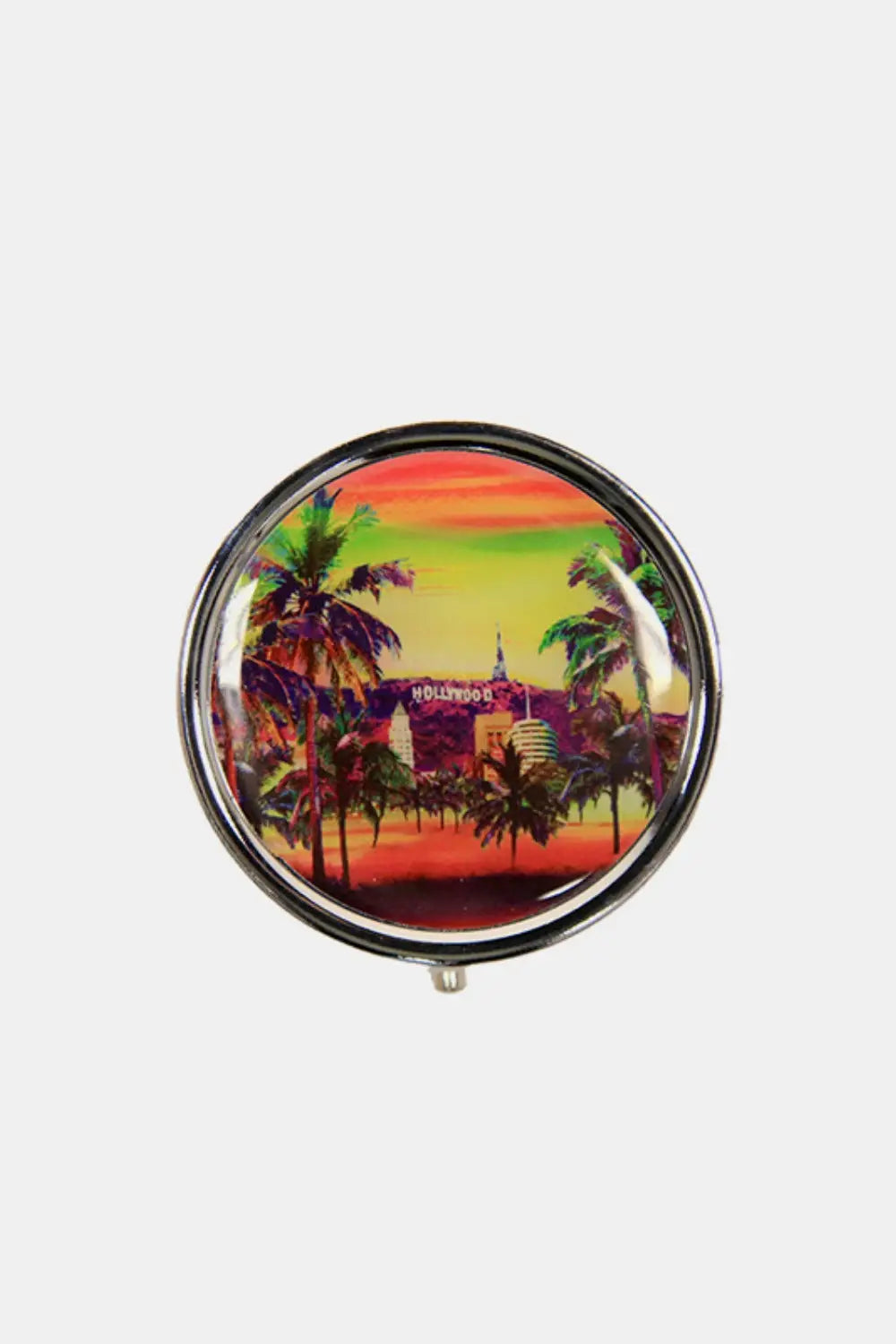 Print Metallic Circular Large Pill Case - Eclectage
