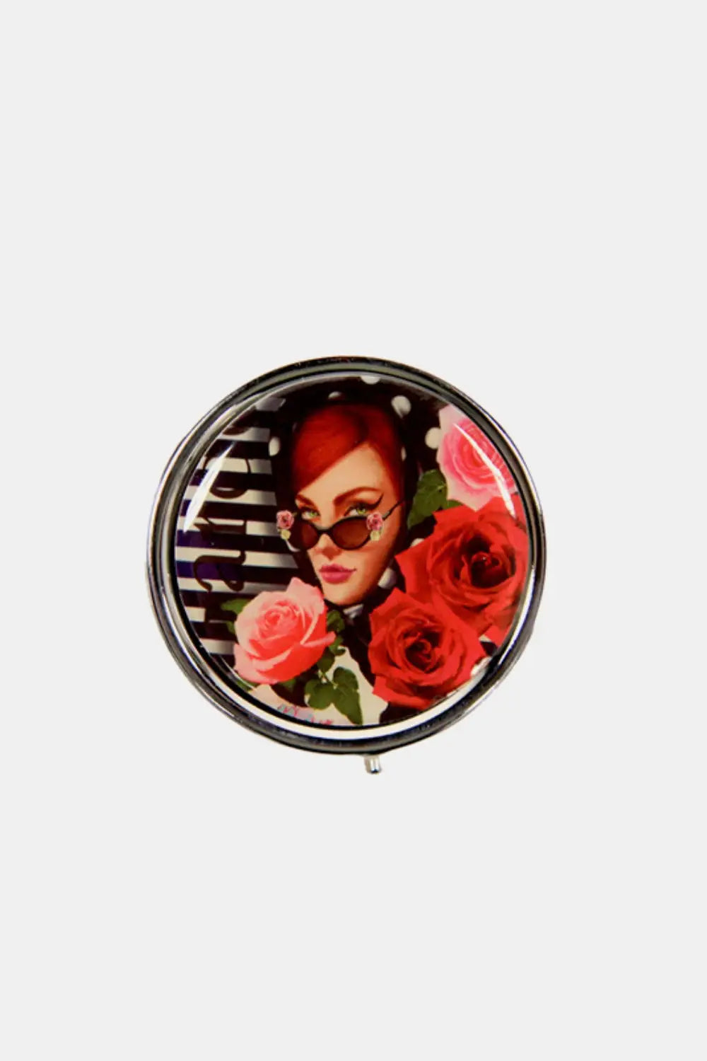 Print Metallic Circular Large Pill Case - Eclectage