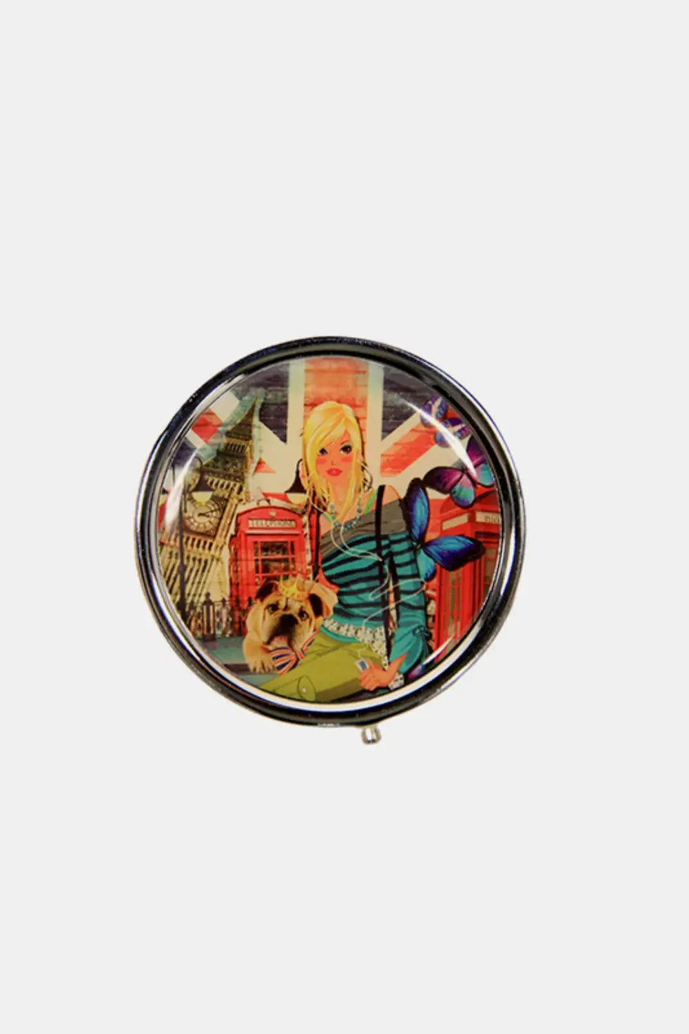 Print Metallic Circular Large Pill Case - Eclectage