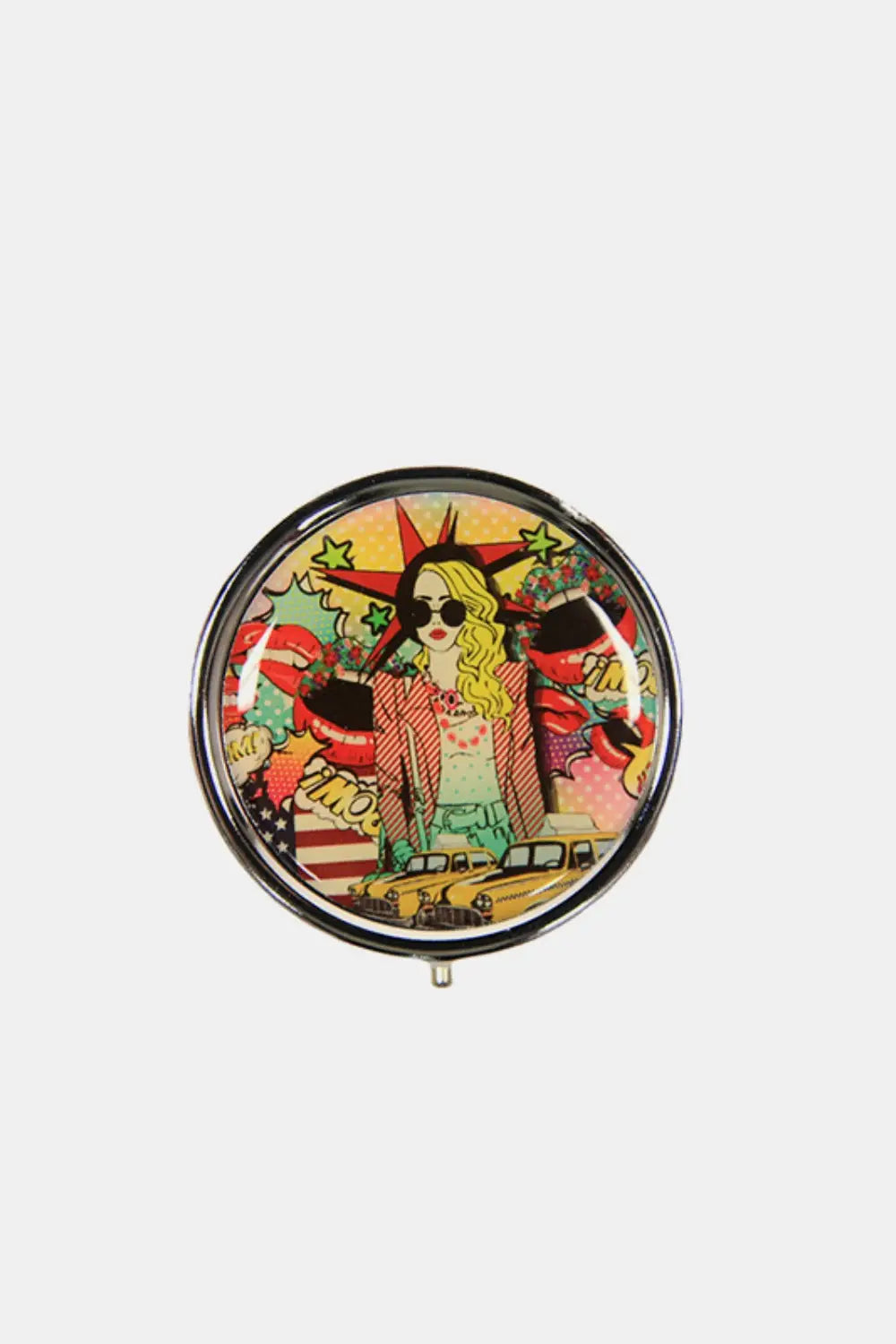 Print Metallic Circular Large Pill Case - Eclectage