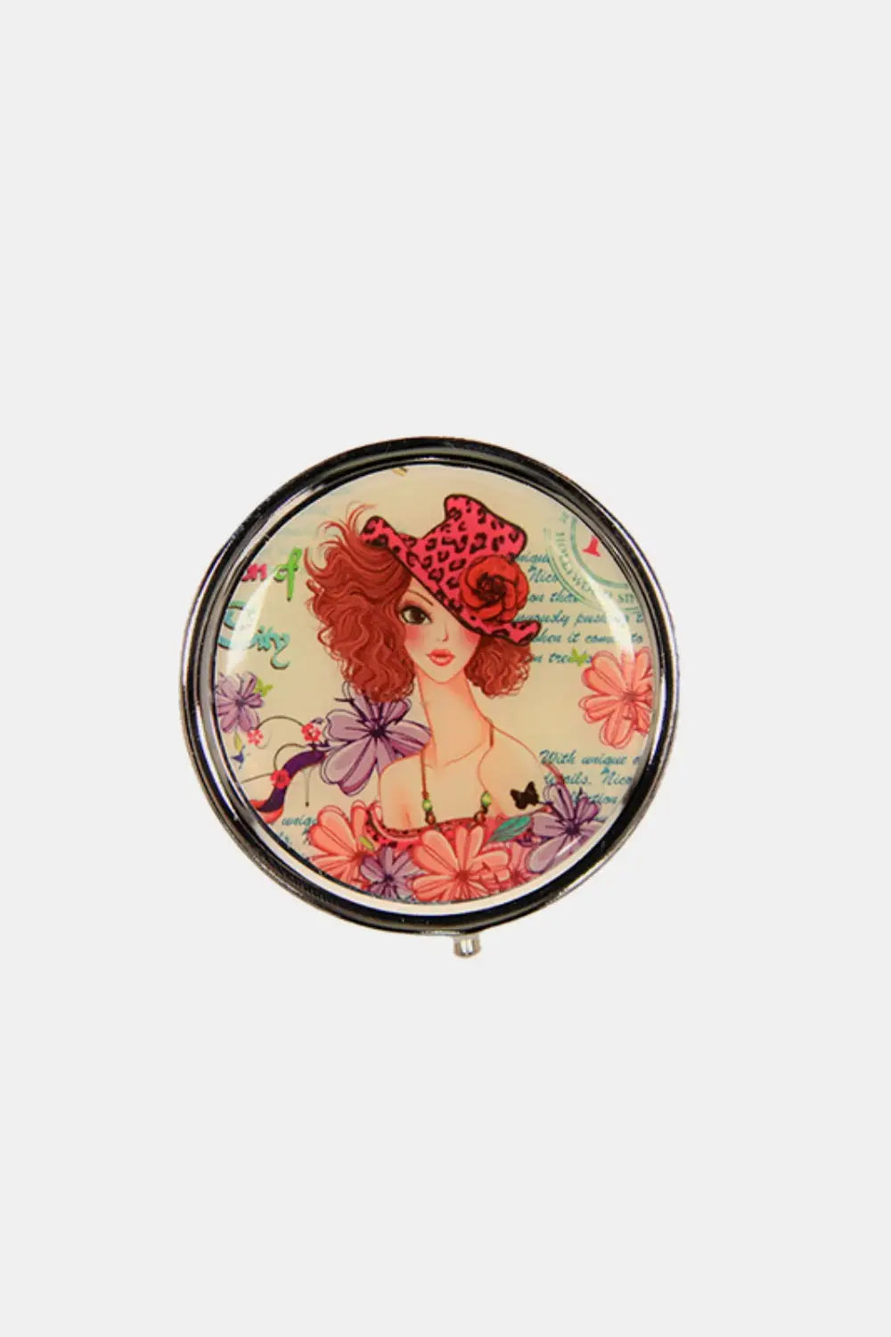 Print Metallic Circular Large Pill Case - Eclectage