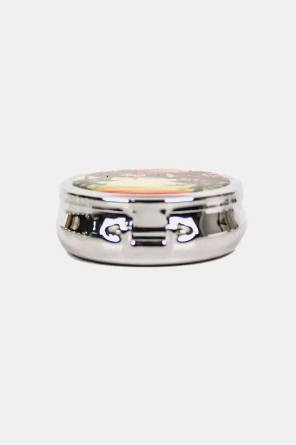 Print Metallic Circular Small Pill Case - Health and Wellness