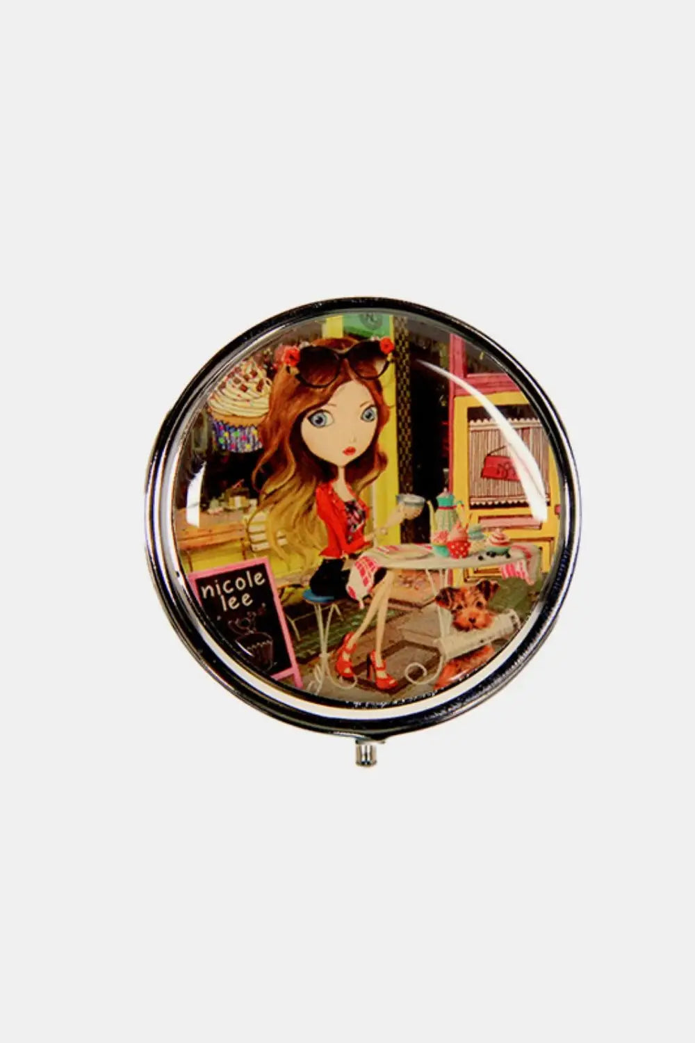 Print Metallic Circular Small Pill Case - Health and Wellness